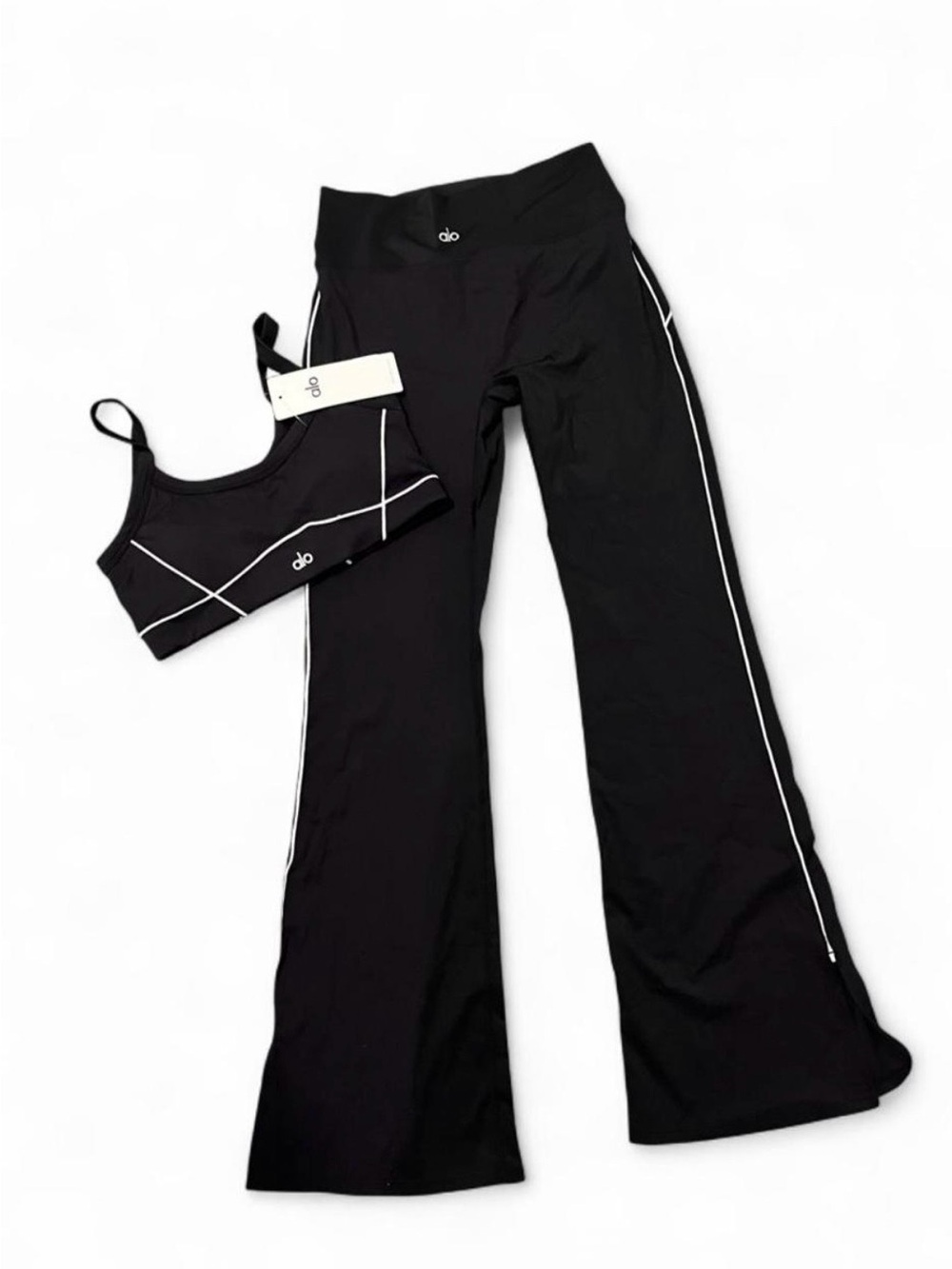 Alo Yoga Black High-Waist Flare Leggings with Bra